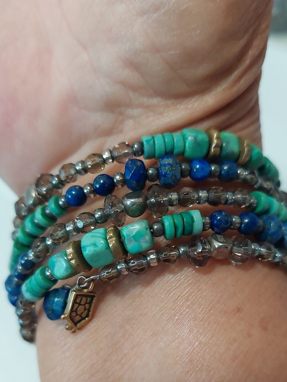 Silpada Turquoise and Blue Lapis Beaded Charm Bracelet - Picture 6 of 7